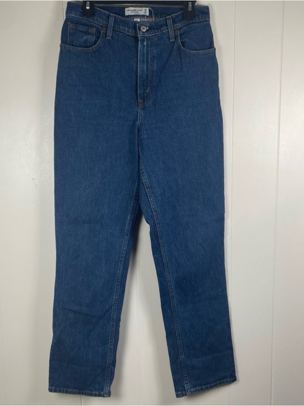 Abercrombie & Fitch Straight-Leg Dark Blue Denim Jeans